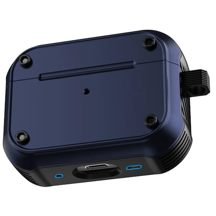 Para Apple AirPods Pro 2 Anti-drop Aurphone Case de Auriculares de Doble Color PC+TPU Protective Earbud Cover With Carabiner - Azul