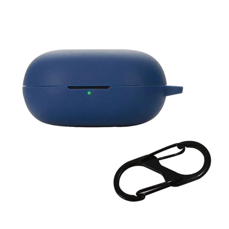 Flexible Silicone Case for SoundPEATS Life Earphone Charging Box, Drop Protection Cover with Anti-lost Buckle - Dark Blue