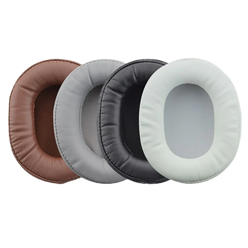 1 Pair Headphone Earpads for Audio Technica ATH-MSR7 / M50X / M20 / M40 / M40X, Protein Leather Earphone Cap Cushion Replacement - Grey