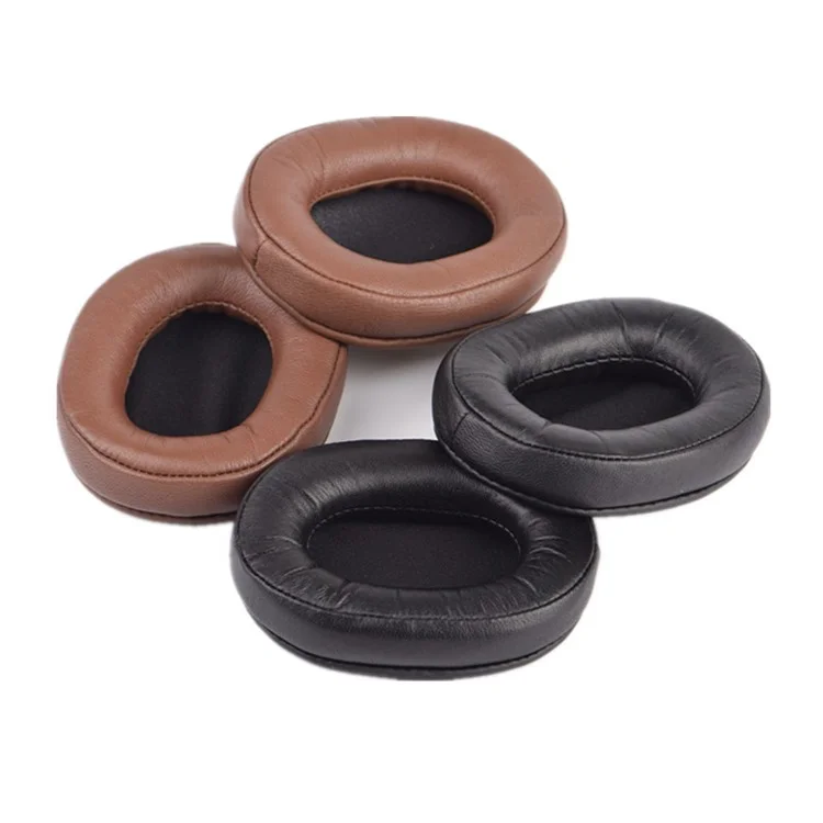 For Audio Technica ATH-MSR7 / M50X / M20 / M40 / M40X One Pair Soft Lambskin Leather Headphone Ear Cushions Replacement Earpads - Black