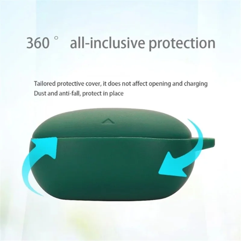 For Soundcore Liberty 4 Silicone Protective Sleeve Bluetooth-compatible Earphone Drop-proof Cover with Anti-lost Buckle - Matcha Green