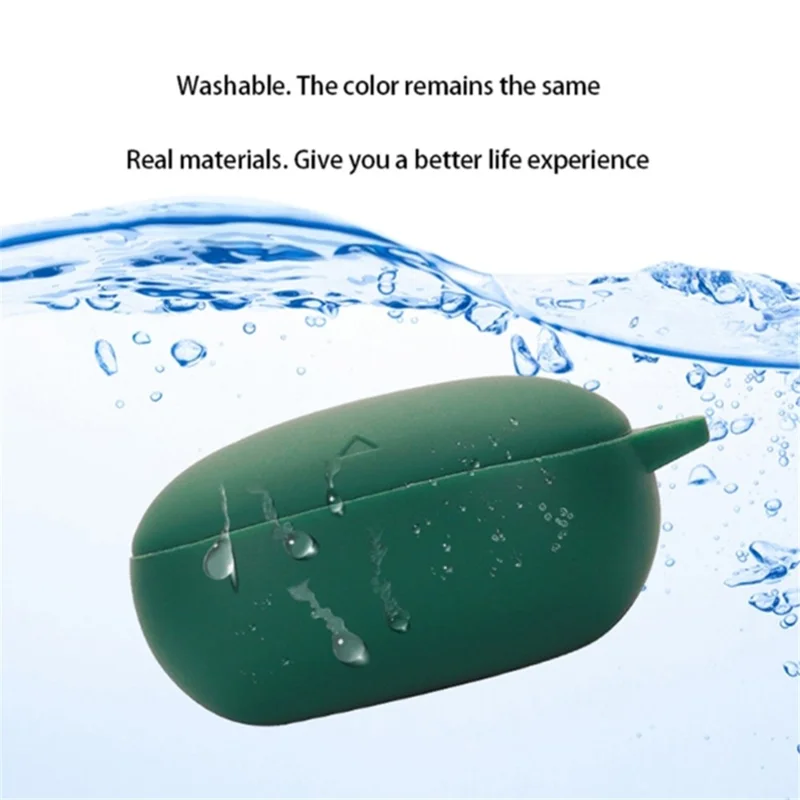 For Soundcore Liberty 4 Silicone Protective Sleeve Bluetooth-compatible Earphone Drop-proof Cover with Anti-lost Buckle - Matcha Green