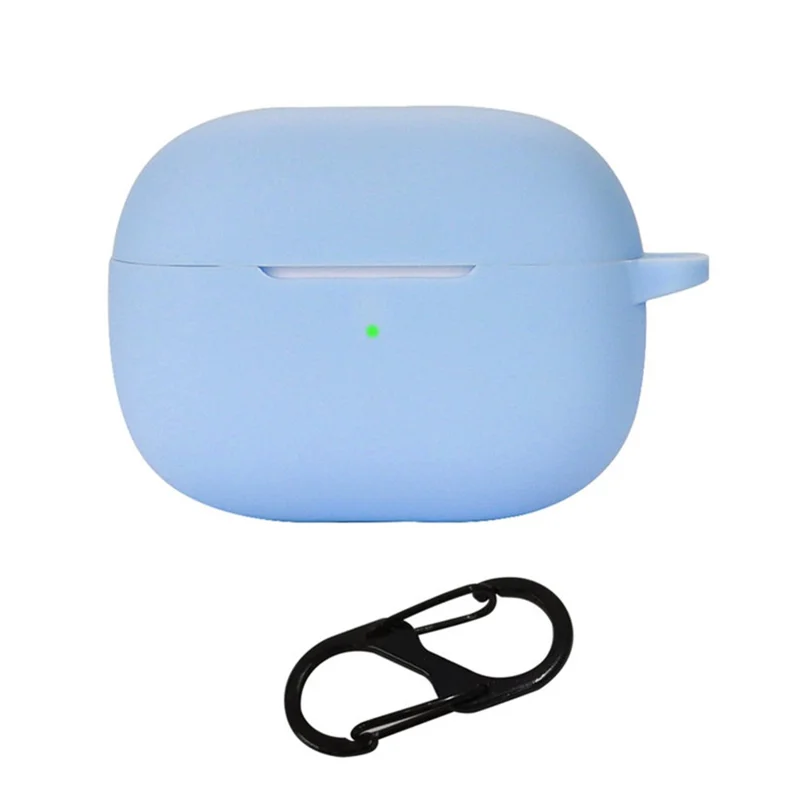 Silicone Protective Case for vivo TWS 3 / 3 Pro Wireless Bluetooth-compatible Headset Cover with Anti-Loss Hanging Buckle - Sky Blue