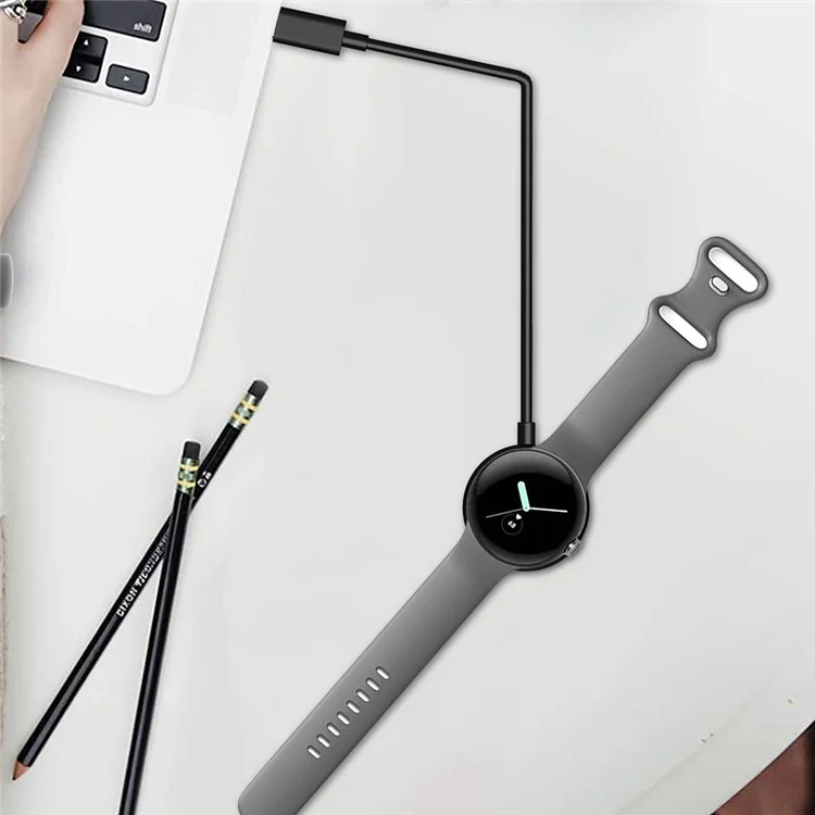 For Google Pixel Watch 1m Type-C Port Charging Cable Magnetic Absorption Smart Watch Charger Charging Dock - White