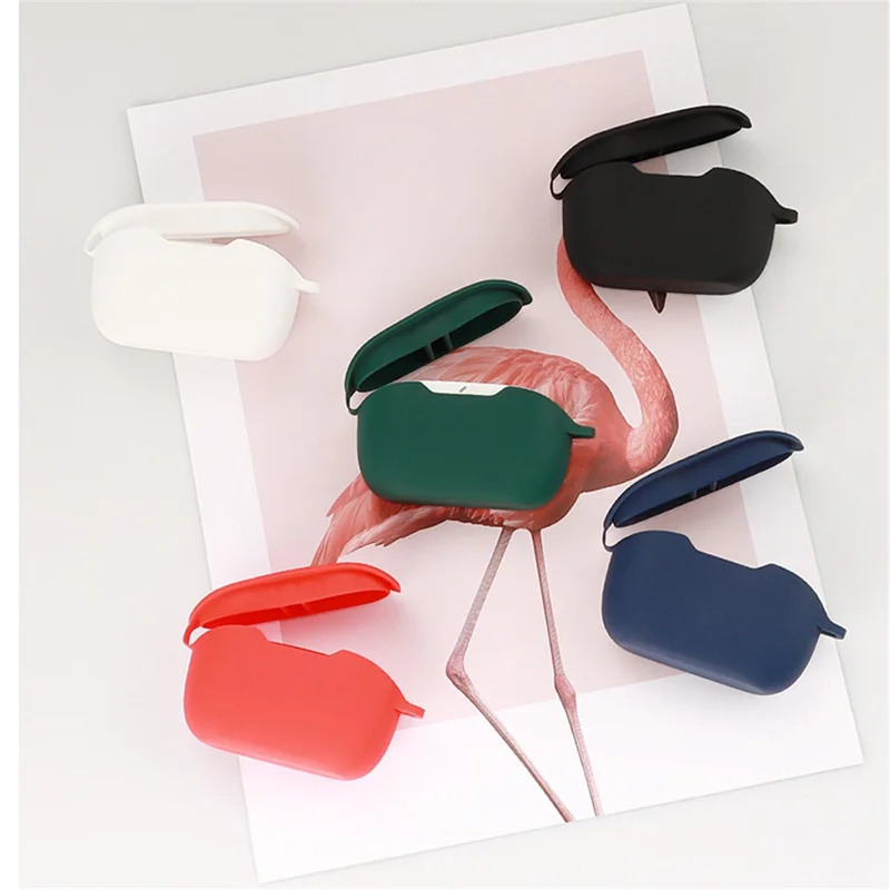Flexible Silicone Case for JBL WAVE BUDS Earphone Charging Bin, Drop Protection Cover with Carrying Buckle - Blackish Green