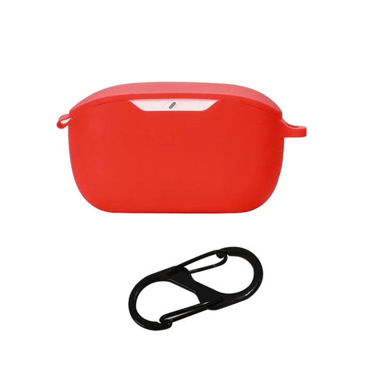 Custodia in Silicone Flessibile per JBL WAVE BUDS Auricolare Custodia di Ricarica, Copertura Protettiva Antiurto con Moschettone per Il Trasporto - Rosso