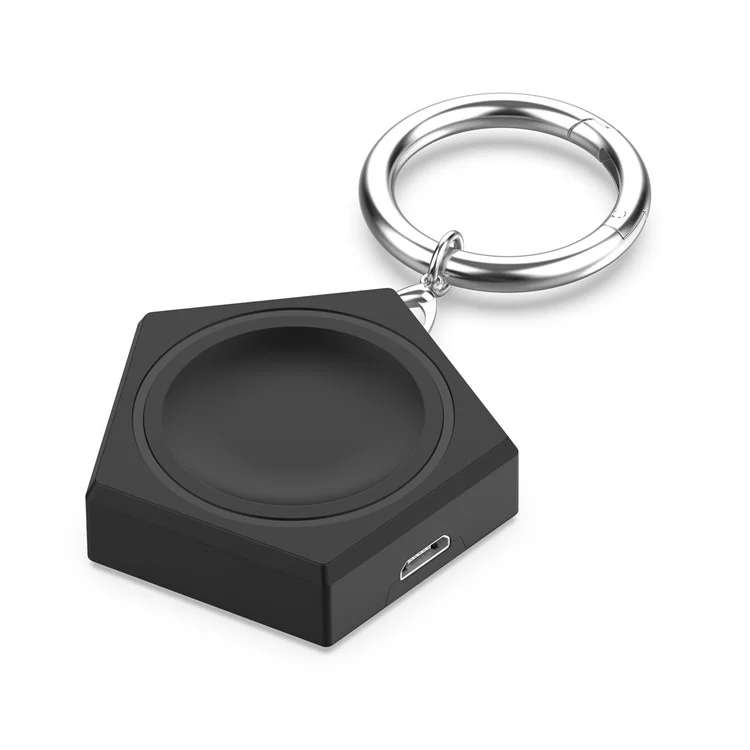 Portable Pentagonal Wireless Charger for Huawei Watch GT Cyber / Huawei Watch 3 Smart Watch Charging Dock with Keyring - Black