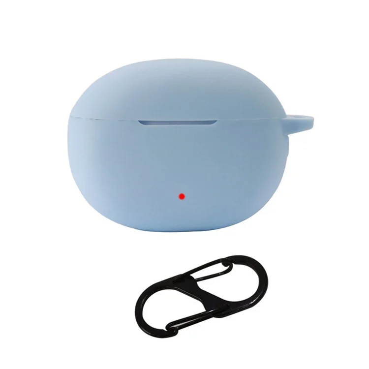 For Honor Earbuds 3i Bluetooth-compatible Earphone Silicone Case Earbud Charging Box Anti-drop Cover with Anti-loss Buckle - Sky Blue