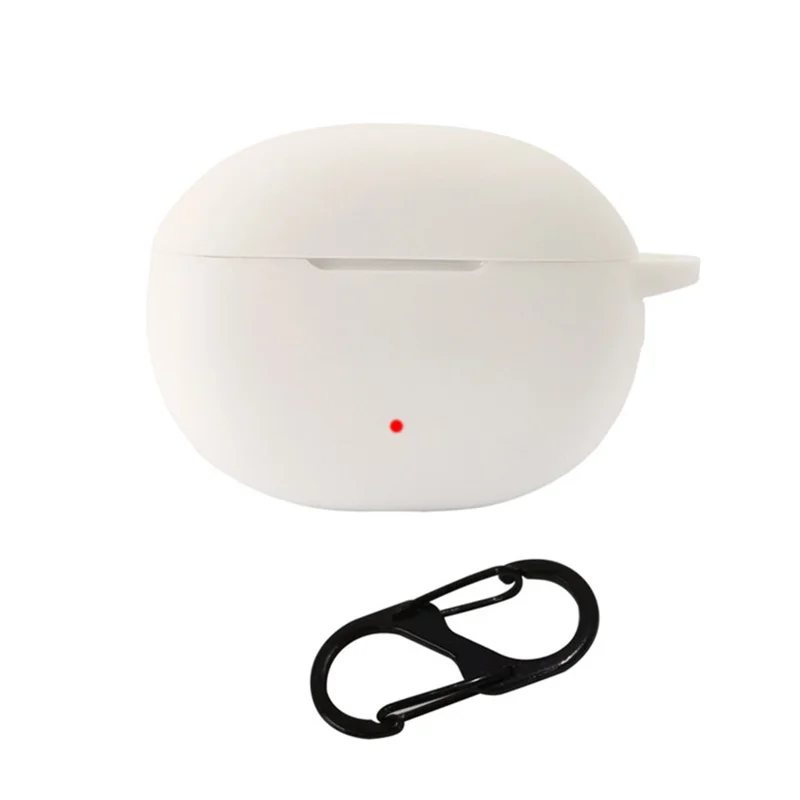 For Honor Earbuds 3i Bluetooth-compatible Earphone Silicone Case Earbud Charging Box Anti-drop Cover with Anti-loss Buckle - White