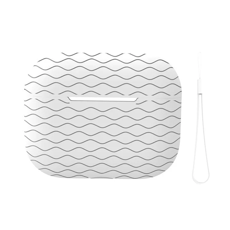 Per Apple AirPods Pro 2 Wavy Edge Ocean in Stile Auricolare in Silicone Case Auricolare Bluetooth Copertura Anti-drop Con Cordino - Bianca