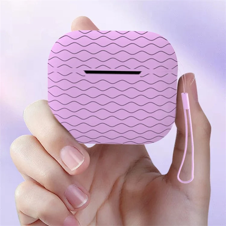 Per Apple AirPods Pro 2 Wavy Edge Ocean in Stile Auricolare in Silicone Case Auricolare Bluetooth Copertura Anti-drop Con Cordino - Bianca