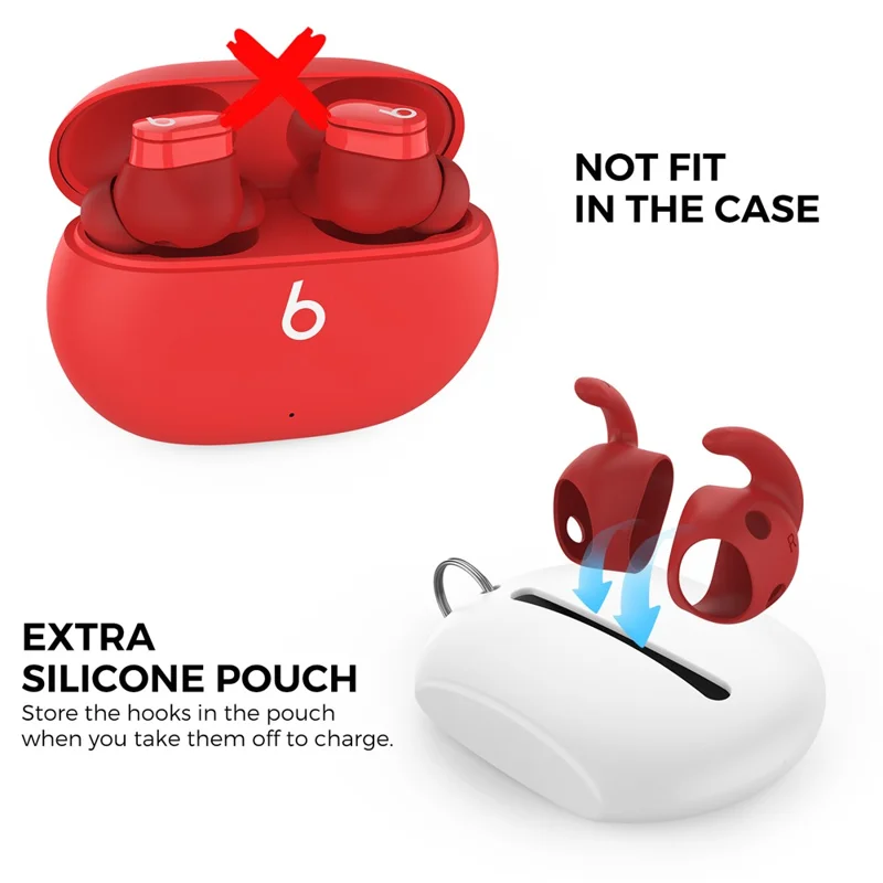 AHASTYLE PT172 3 أزواج من غطاء خطاف الأذن مقاوم للفقد إكسسوارات سماعات بلوتوث متوافقة مع Beats Studio Buds - أحمر