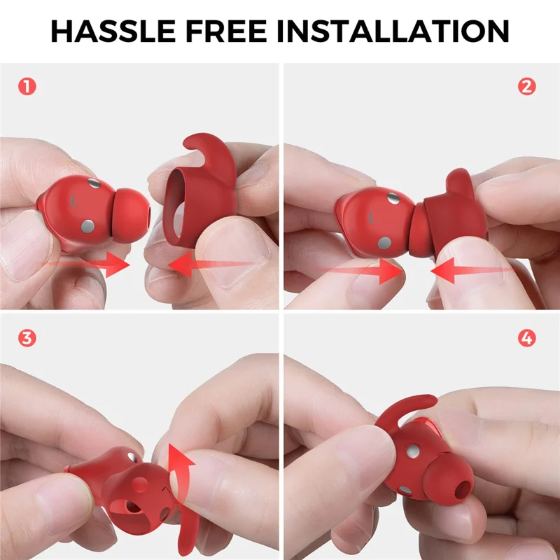 AHASTYLE PT172 3 أزواج من غطاء خطاف الأذن مقاوم للفقد إكسسوارات سماعات بلوتوث متوافقة مع Beats Studio Buds - أحمر