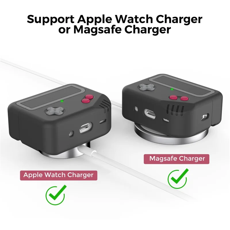 AHASTYLE PT-JY07, getrenntes Design, Silikonhülle für AirPods Pro 2 / Pro, Ladeetui, kratzfestes Schutzhülle, Spielkonsolen-Form, Schutzhülle – Schwarz