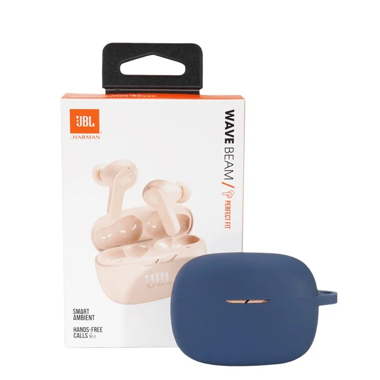 Pour JBL WAVE BEAM Écouteur Bluetooth Étui de protection en silicone Anti-rayures Anti-chute Couvercle avec boucle anti-perte - Rouge