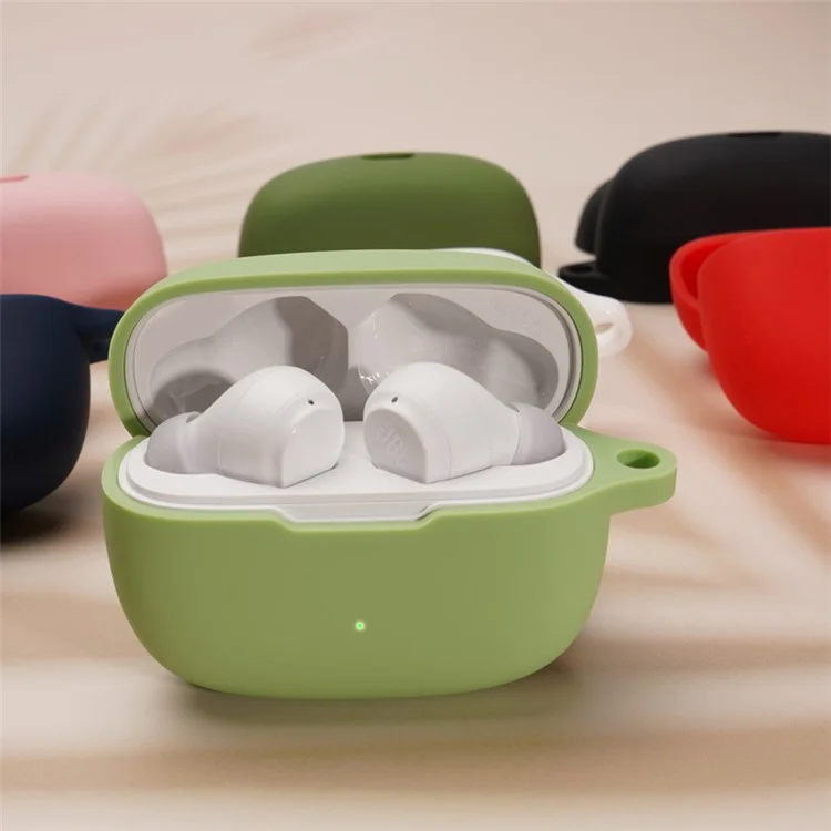 Pour JBL WAVE BEAM Écouteur Bluetooth Étui de protection en silicone Anti-rayures Anti-chute Couvercle avec boucle anti-perte - Rouge