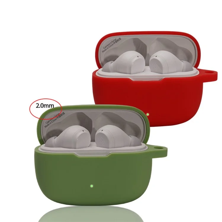 Pour JBL WAVE BEAM Écouteur Bluetooth Étui de protection en silicone Anti-rayures Anti-chute Couvercle avec boucle anti-perte - Rouge
