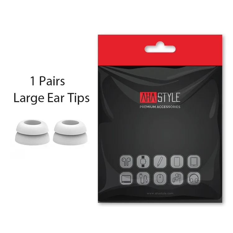 AHASTYLE PT168 Un par de tapas de auriculares de silicona para Samsung Galaxy Buds Pro, Reemplazo de puntas de auriculares suaves y cómodas, Tamaño: L - Blanco