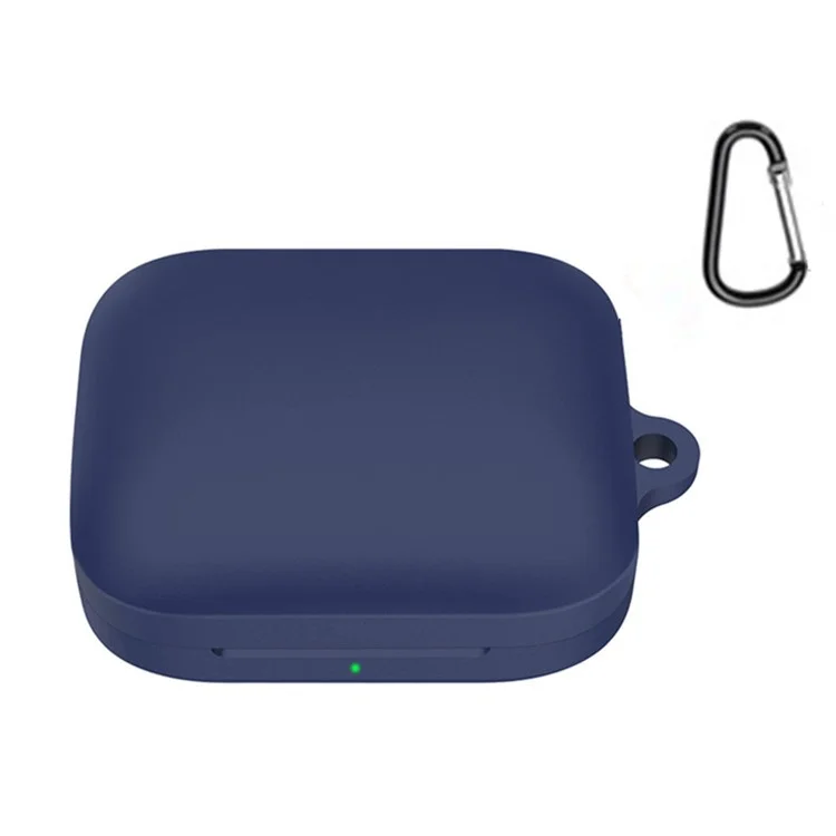 For OnePlus Buds Pro 2 TWS Wireless Bluetooth-compatible Earphones Charging Box Soft Silicone Cover with Anti-lost Buckle - Midnight Blue