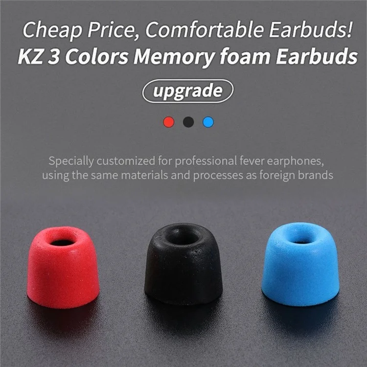 KZ 3 Pairs S / M / L Universal Earphone Tips Replacement Earbuds Memory Foam Earphone Eartips - Black