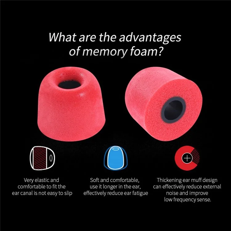 KZ 3 Pairs S / M / L Universal Earphone Tips Replacement Earbuds Memory Foam Earphone Eartips - Black