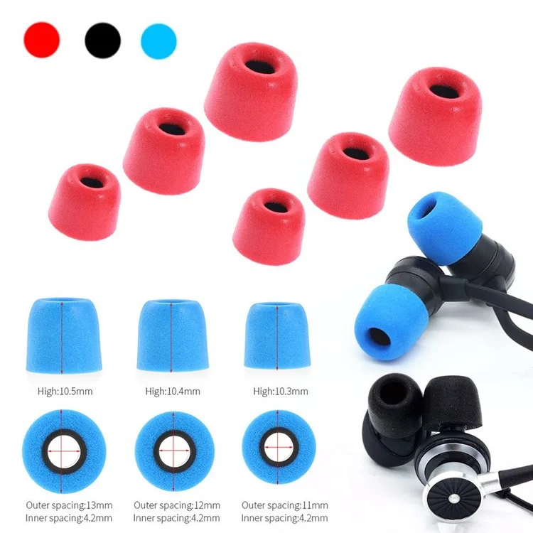 KZ 3 Pairs S / M / L Universal Earphone Tips Replacement Earbuds Memory Foam Earphone Eartips - Black