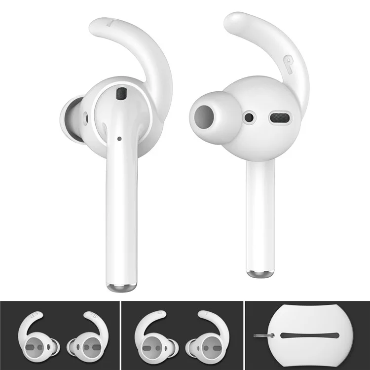 AHASTYLE PT40 pour Apple AirPods avec boîtier de recharge (2016) / (2019) / AirPods avec boîtier de recharge sans fil (2019) 2 paires de capuchons d'écouteurs en silicone, tailles : S + L - Blanc