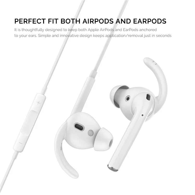 AHASTYLE PT40 pour Apple AirPods avec boîtier de recharge (2016) / (2019) / AirPods avec boîtier de recharge sans fil (2019) 2 paires de capuchons d'écouteurs en silicone, tailles : S + L - Blanc