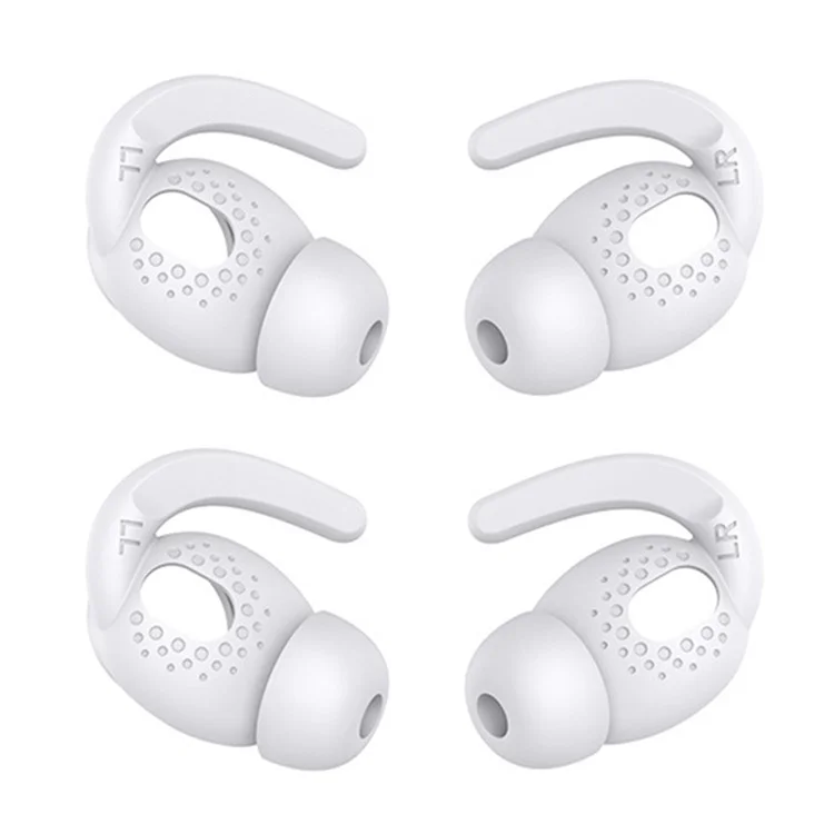 AHASTYLE PT40 2 Pairs L Size Earhook Eartips for Apple AirPods 3, Anti-slip Anti-lost Earbuds Sleeve Silicone Earphone Eartips - White