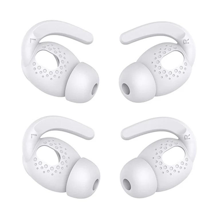 AHASTYLE PT40 2 Pairs S Size Anti-lost Earhook Eartips for Apple AirPods 3, Soft Silicone Anti-slip Earbuds Sleeve Earphone Eartips - White