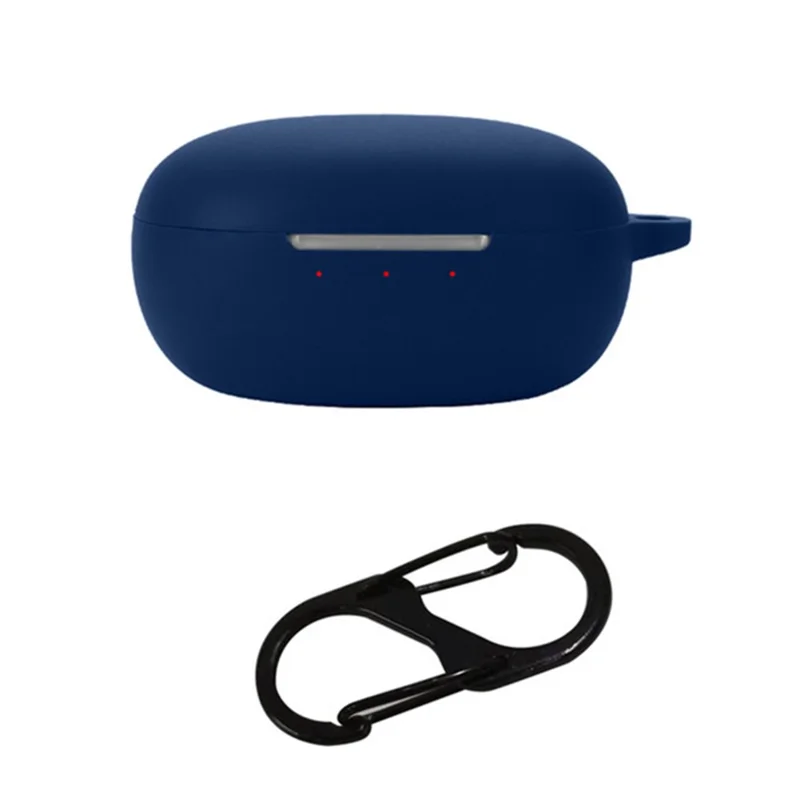 For JBL T280TWS NC2 Wireless Bluetooth-compatible Earphones Soft Silicone Cover Anti-drop Case with Anti-lost Buckle - Dark Blue