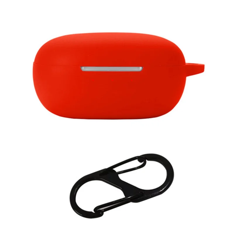 For JBL T280TWS NC2 Wireless Bluetooth-compatible Earphones Soft Silicone Cover Anti-drop Case with Anti-lost Buckle - Red