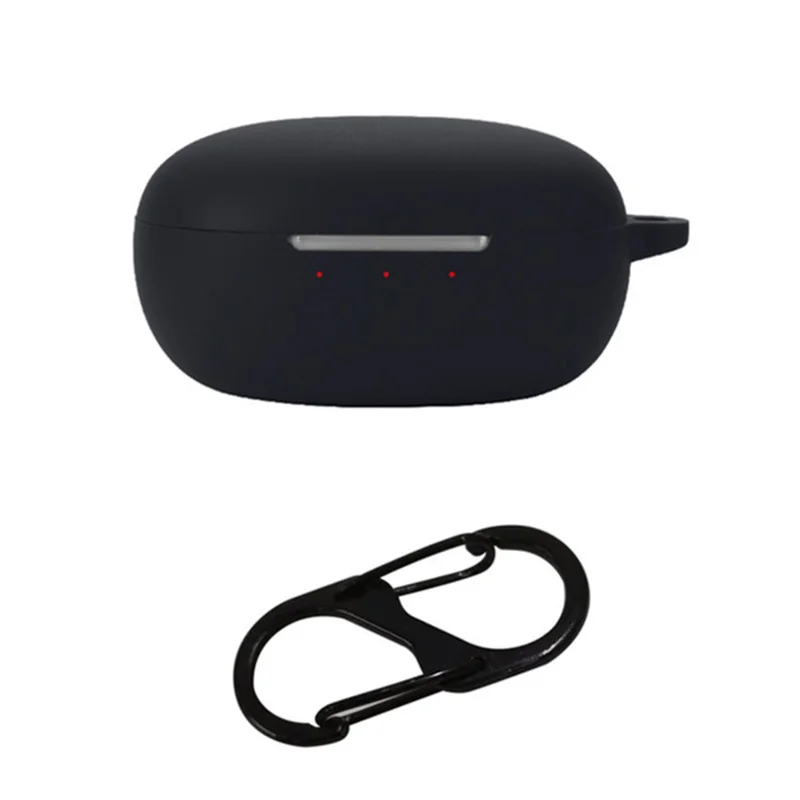 For JBL T280TWS NC2 Wireless Bluetooth-compatible Earphones Soft Silicone Cover Anti-drop Case with Anti-lost Buckle - Black