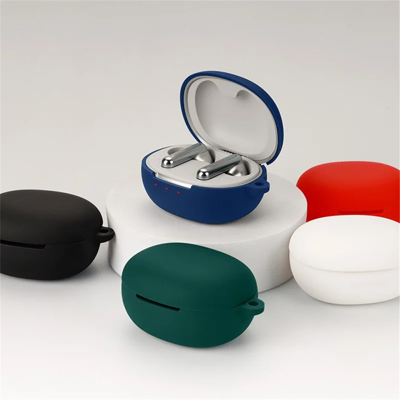 For JBL T280TWS NC2 Wireless Bluetooth-compatible Earphones Soft Silicone Cover Anti-drop Case with Anti-lost Buckle - Black
