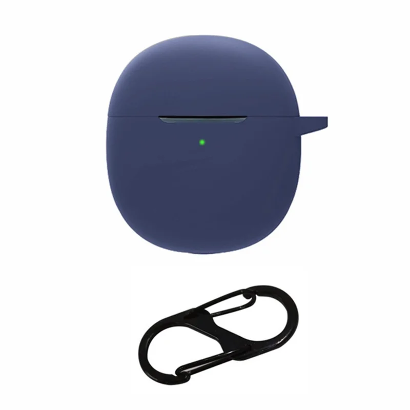 Funda de silicona suave para auriculares inalámbricos verdaderos vivo iQOO TWS Air, funda protectora compatible con Bluetooth con cierre antipérdida - Azul oscuro