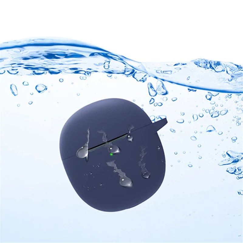 Funda de silicona suave para auriculares inalámbricos verdaderos vivo iQOO TWS Air, funda protectora compatible con Bluetooth con cierre antipérdida - Azul oscuro