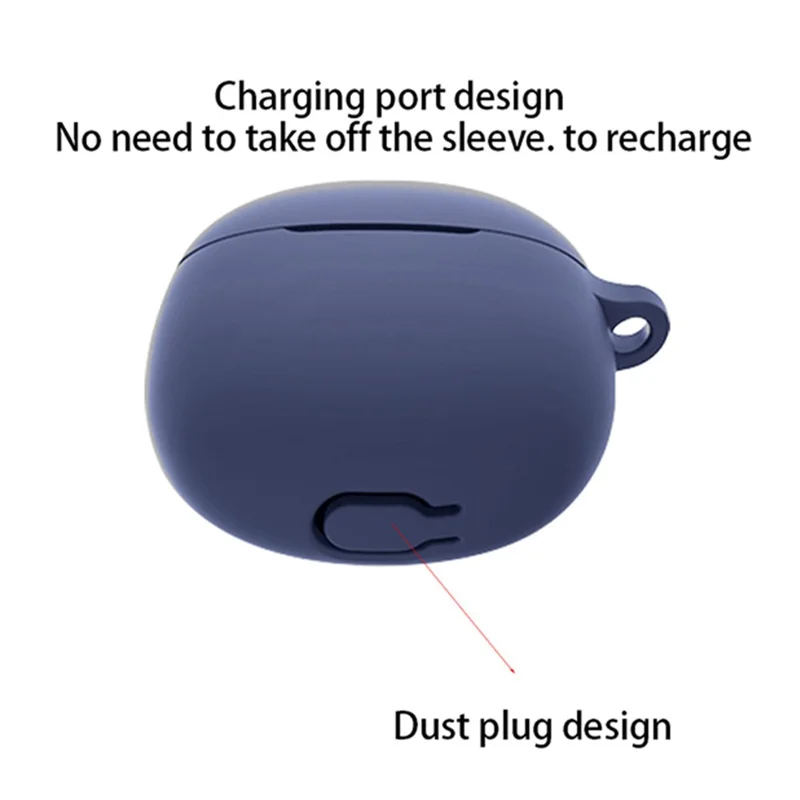 Funda de silicona suave para auriculares inalámbricos verdaderos vivo iQOO TWS Air, funda protectora compatible con Bluetooth con cierre antipérdida - Azul oscuro
