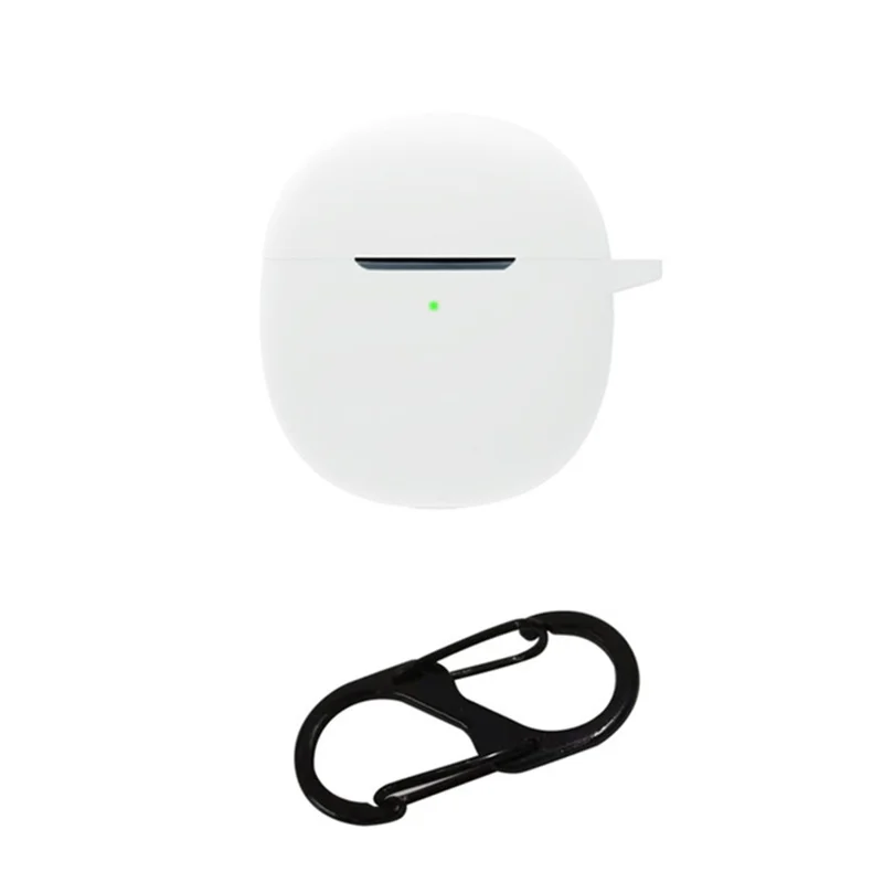 Soft Silicone Cover for vivo iQOO TWS Air True Wireless Bluetooth-compatible Headphones Protective Case with Anti-lost Buckle - White