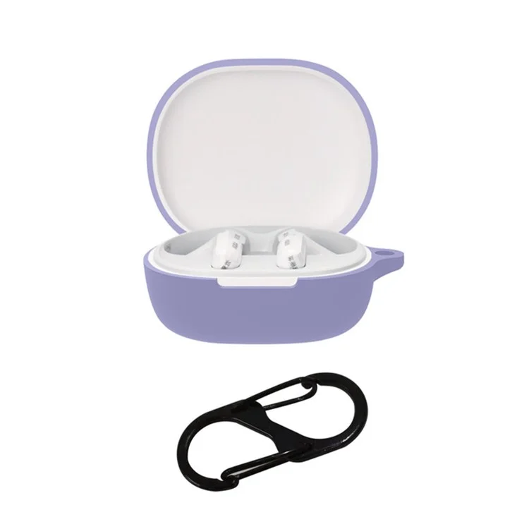 Protective Shell for Xiaomi Redmi Buds 4 Youth Edition, Wireless Bluetooth-compatible Earphones Anti-scratch Silicone Cover with Anti-lost Buckle - Purple