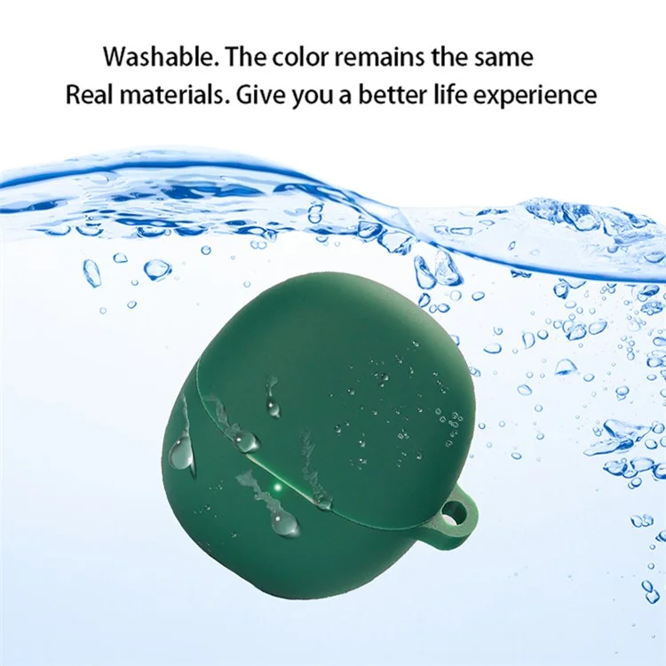 For Xiaomi Buds 4 Wireless Bluetooth-compatible Earphones Charging Box Solid Color Silicone Cover with Anti-lost Buckle - Sky Blue