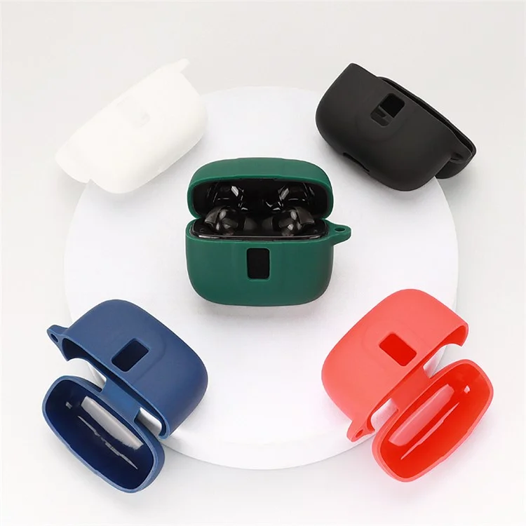 Wireless Bluetooth-compatible Earphones Case for TAGRY X08, Soft Silicone Cover with Anti-lost Buckle - Dark Blue