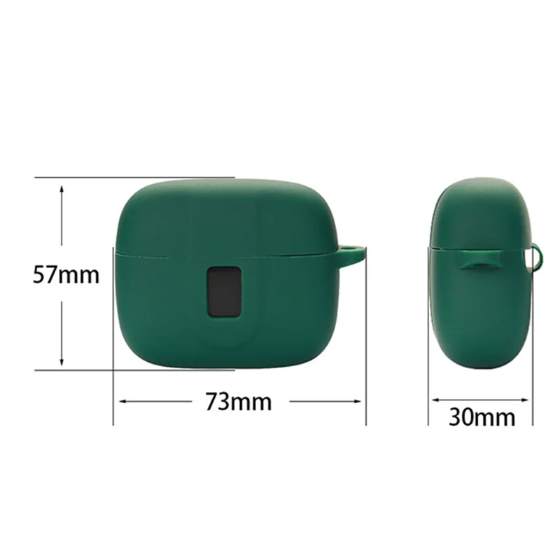 Wireless Bluetooth-compatible Earphones Case for TAGRY X08, Soft Silicone Cover with Anti-lost Buckle - Blackish Green