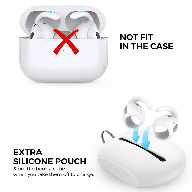 AHASTYLE PT189 3 Pairs S Size Earphone Tips for Apple AirPods Pro 2, Soft Silicone Anti-slip Earbuds Sleeve Anti-lost Earhook Eartips - White