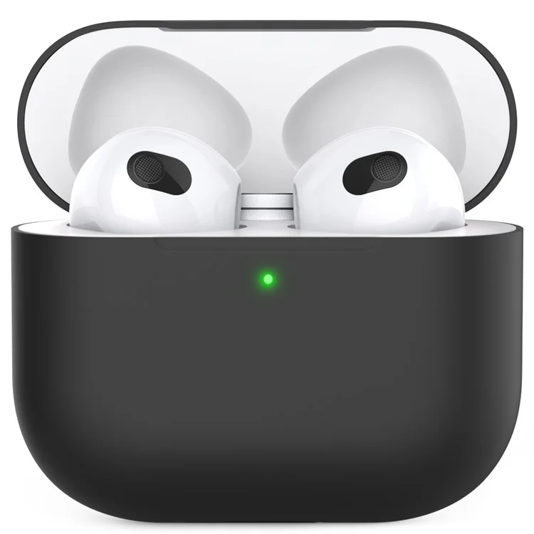 AHASTYLE PT147 For Apple AirPods 3 Splittable Silicone Protective Case Bluetooth-compatible Earphone Anti-drop Anti-dust Cover - Black