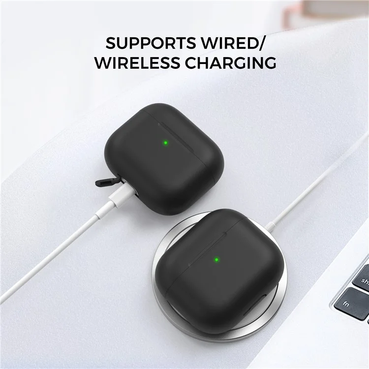 AHASTYLE PT147 For Apple AirPods 3 Splittable Silicone Protective Case Bluetooth-compatible Earphone Anti-drop Anti-dust Cover - Black