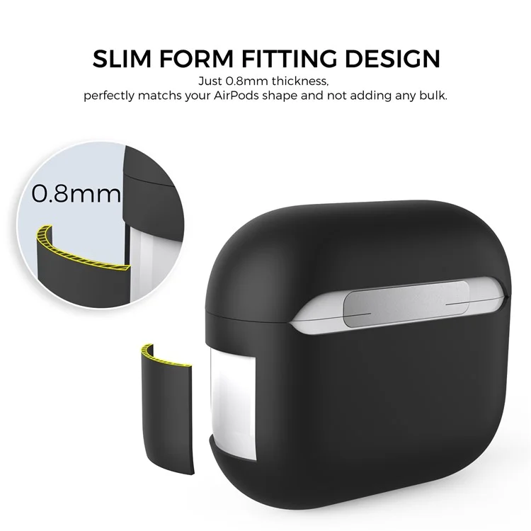 AHASTYLE PT147 For Apple AirPods 3 Splittable Silicone Protective Case Bluetooth-compatible Earphone Anti-drop Anti-dust Cover - Black