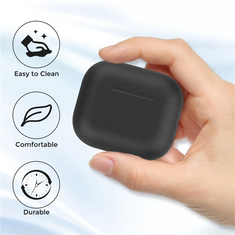 AHASTYLE PT147 For Apple AirPods 3 Splittable Silicone Protective Case Bluetooth-compatible Earphone Anti-drop Anti-dust Cover - Black