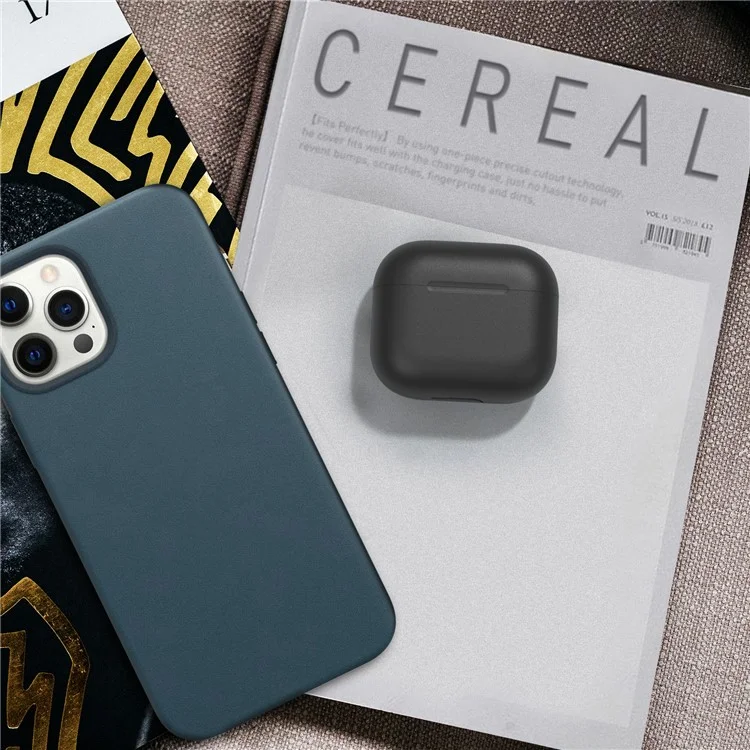 AHASTYLE PT147 For Apple AirPods 3 Splittable Silicone Protective Case Bluetooth-compatible Earphone Anti-drop Anti-dust Cover - Black