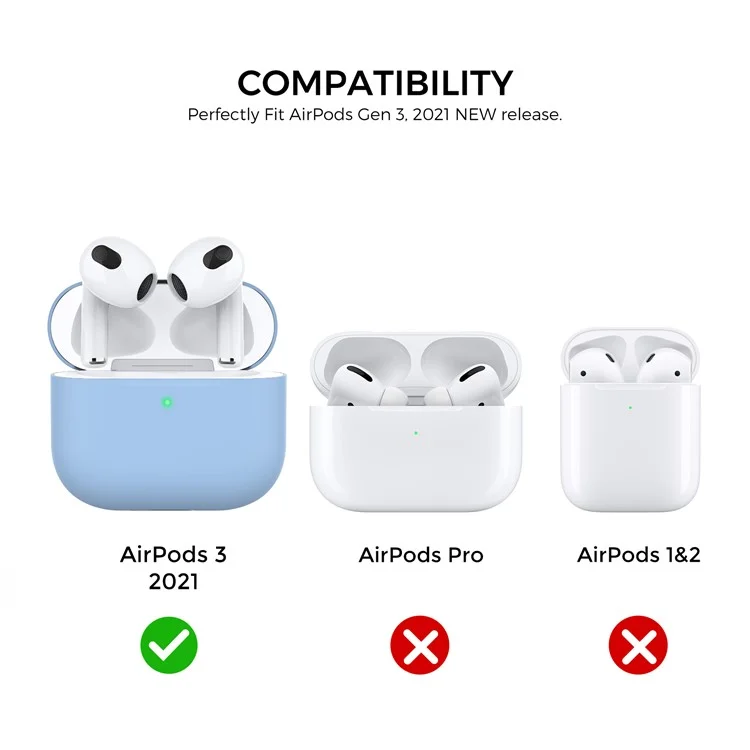 AHASTYLE PT147-2 Custodia in silicone per Apple AirPods 3 Case Dual Color TWS Headset Protective Case (2 cappucci + 1 corpo) - Blu cielo / Giallo
