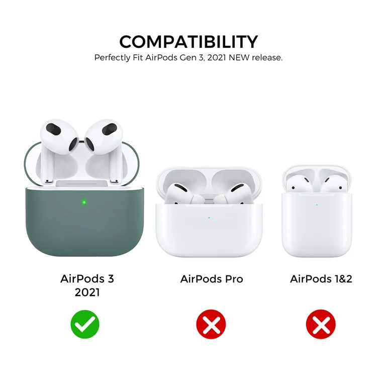 AHASTYLE PT147-2 Silicone Cover for Apple AirPods 3 Case Dual Color TWS Headset Protective Case (2 Caps + 1 Body) - Midnight Green / Orange